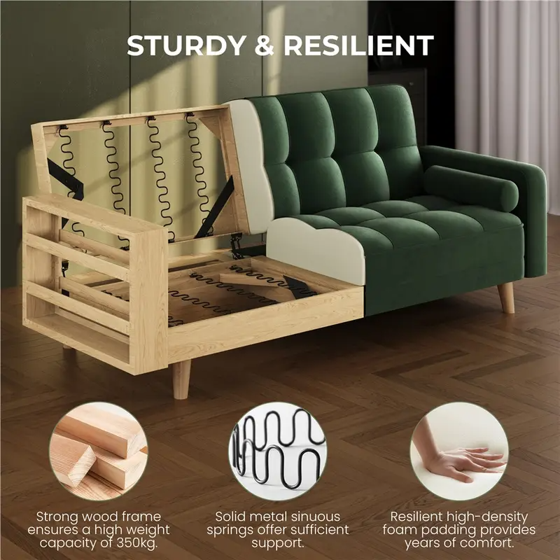 Mid Century Modern 3 Seater Danish Design Sofa Bed TE008