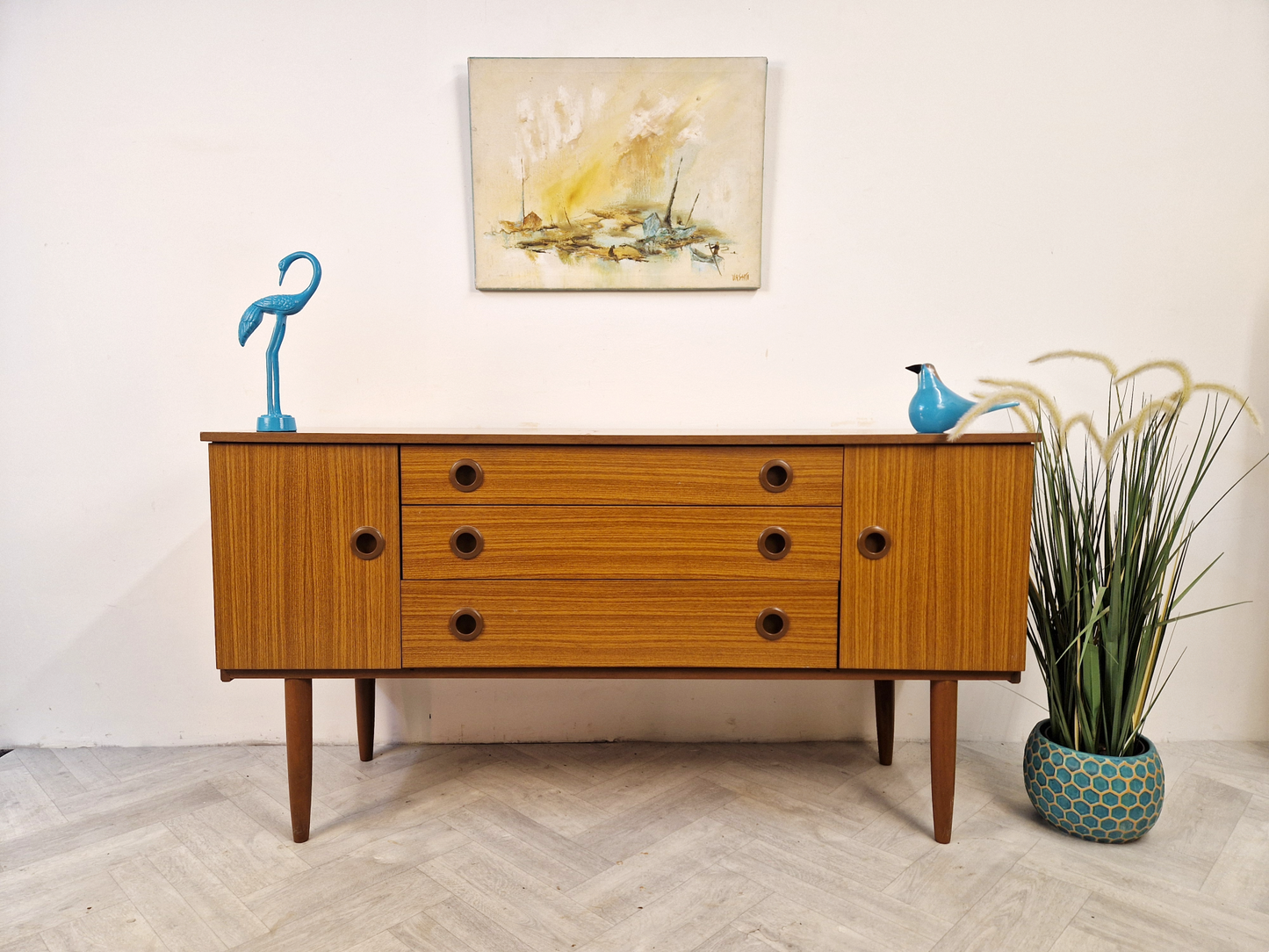 Schreiber Vintage Mid Century Medium Teak Danish Design Sideboard Buffet BL392