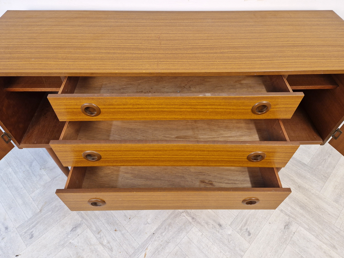 Schreiber Vintage Mid Century Medium Teak Danish Design Sideboard Buffet BL392