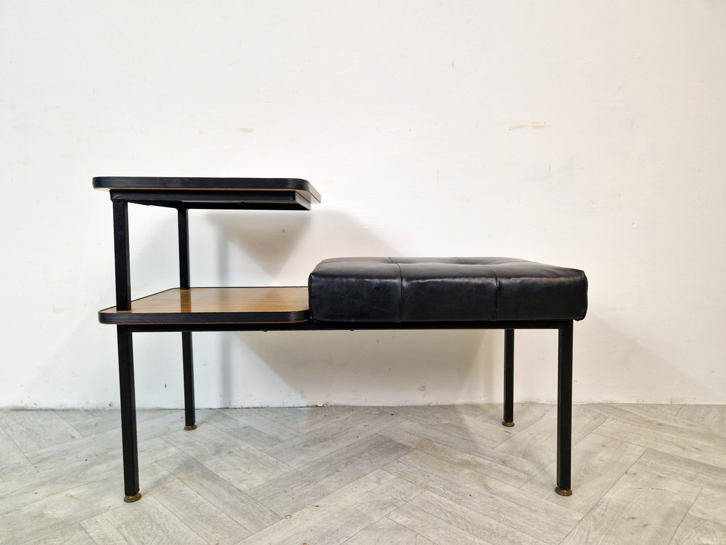 Vintage 1970's Mid Century Compact Telephone Table Seat Bookshelf Combination Piece