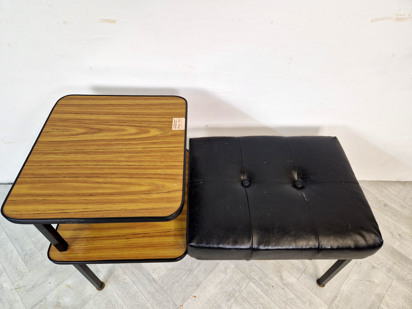 Vintage 1970's Mid Century Compact Telephone Table Seat Bookshelf Combination Piece