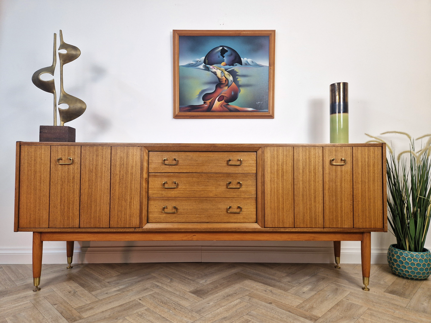 G Plan E Gomme Gold Label Mid Century Danish Design Gold Teak Sideboard Buffet Credenza