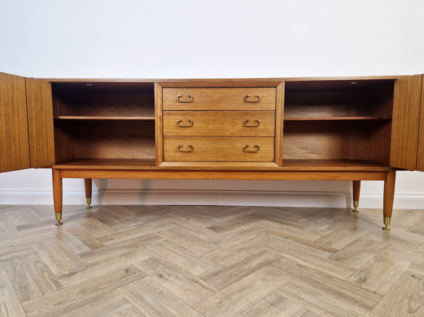 G Plan E Gomme Gold Label Mid Century Danish Design Gold Teak Sideboard Buffet Credenza