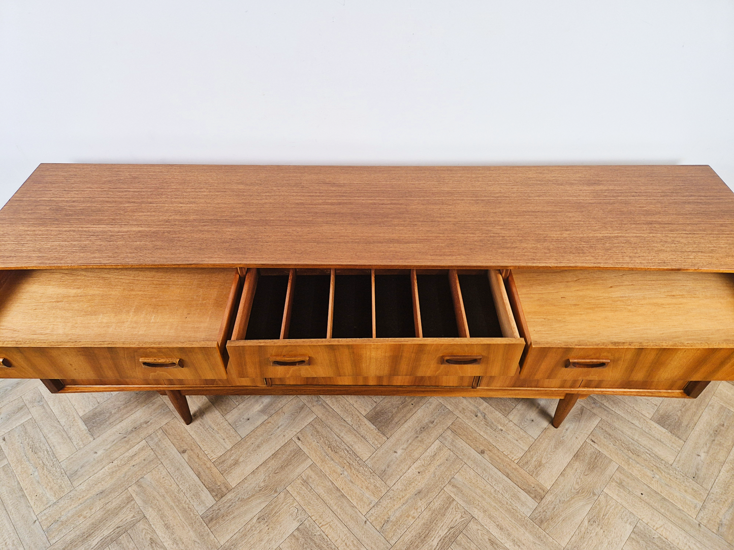 McIntosh 1960s Vintage Mid Century Pyramid Teak Danish Design Sideboard Buffet Credenza