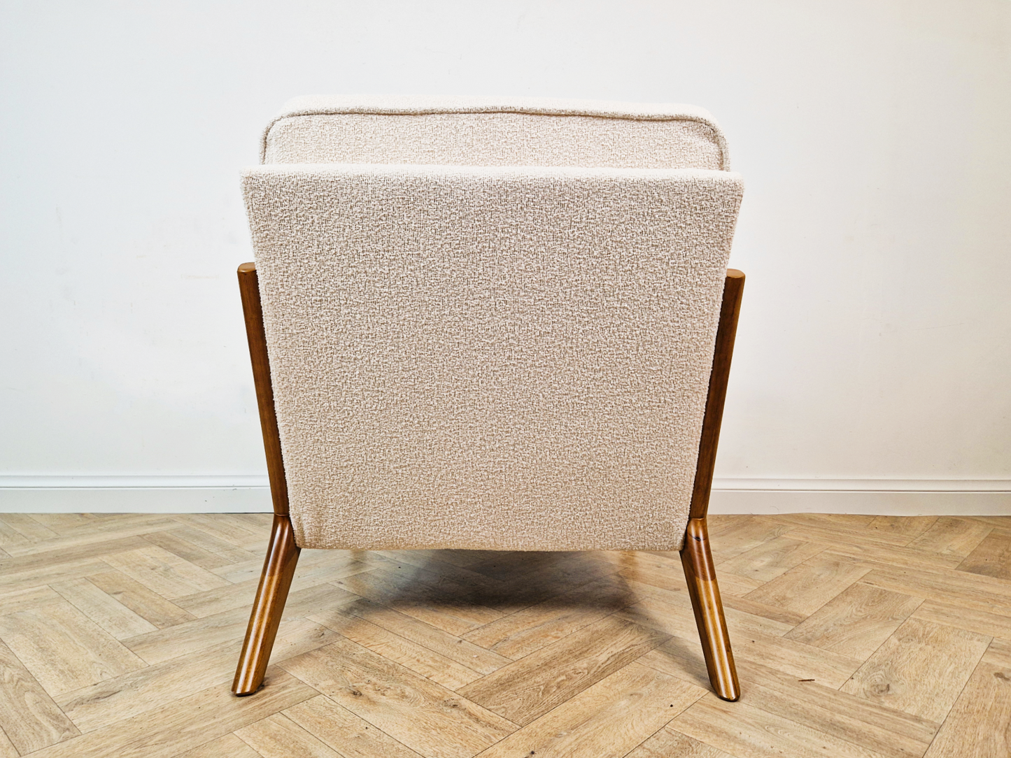 Mid Century Modern Solid Beech & Fabric Danish Design Lounge Accent Armchair