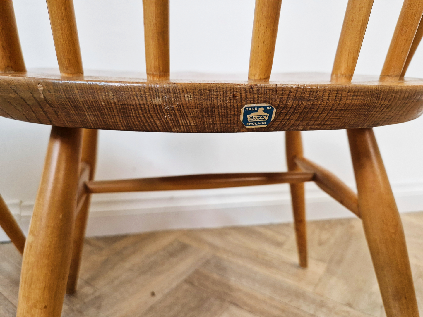 Ercol Windsor Vintage Mid Century Danish Design 4 Solid Elm Hoopback Dining Chairs