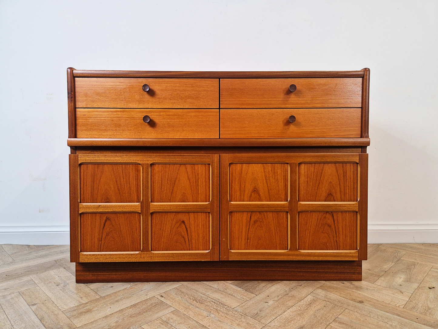 Parker Knoll Mid Century Medium Teak Danish Design Compact Retro Sideboard Cabinet