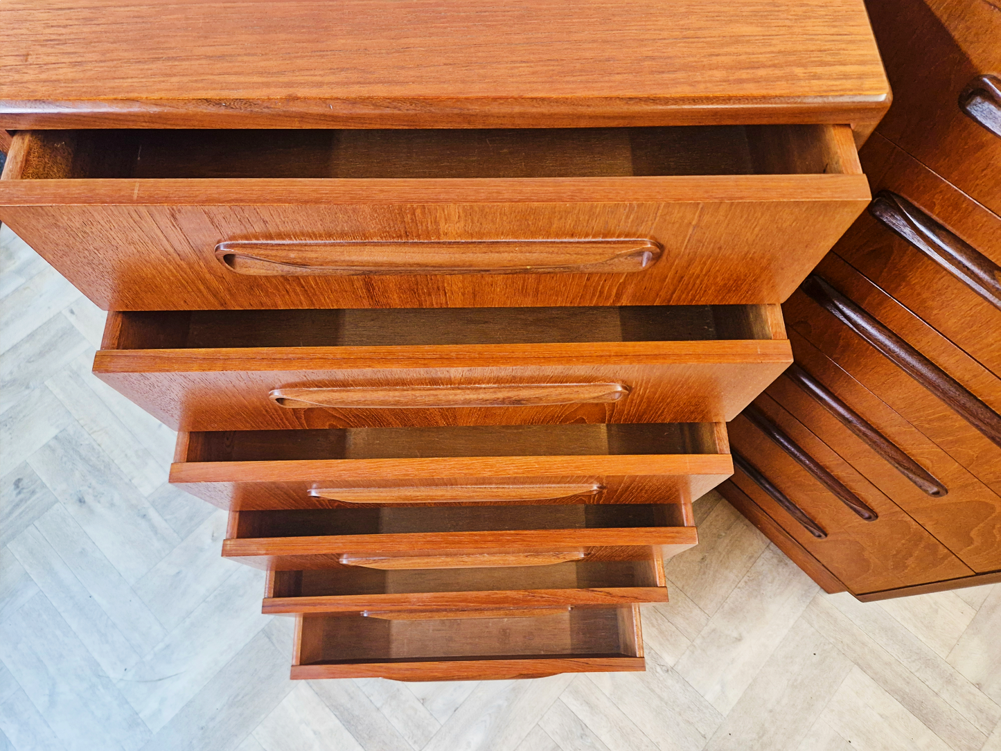 V.B Wilkins G Plan Vintage Danish Design 3 Piece Double & Tallboy Chest of Drawers Set