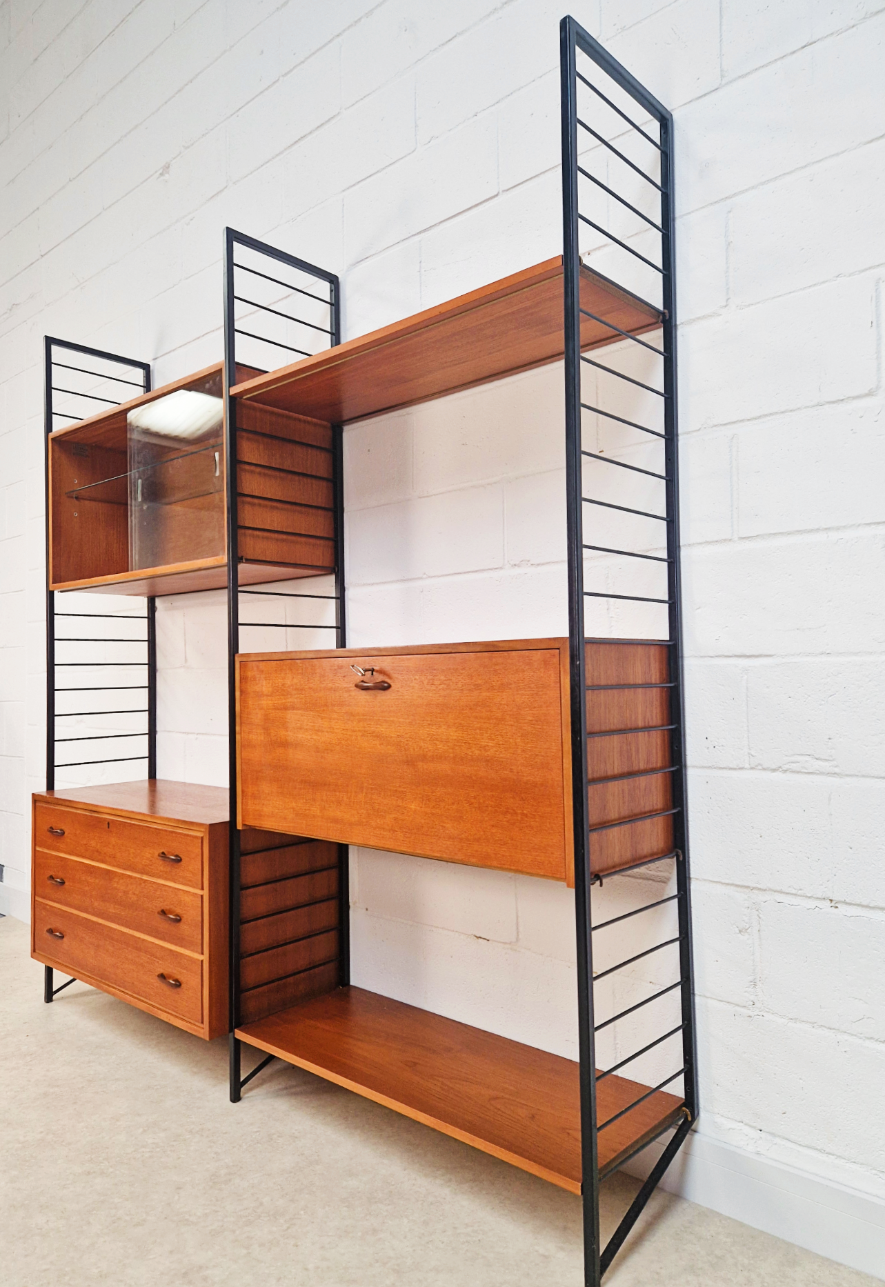 Staples Ladderax 3 Bay Vintage Mid Century Danish Design 1960s Modular Cabinets