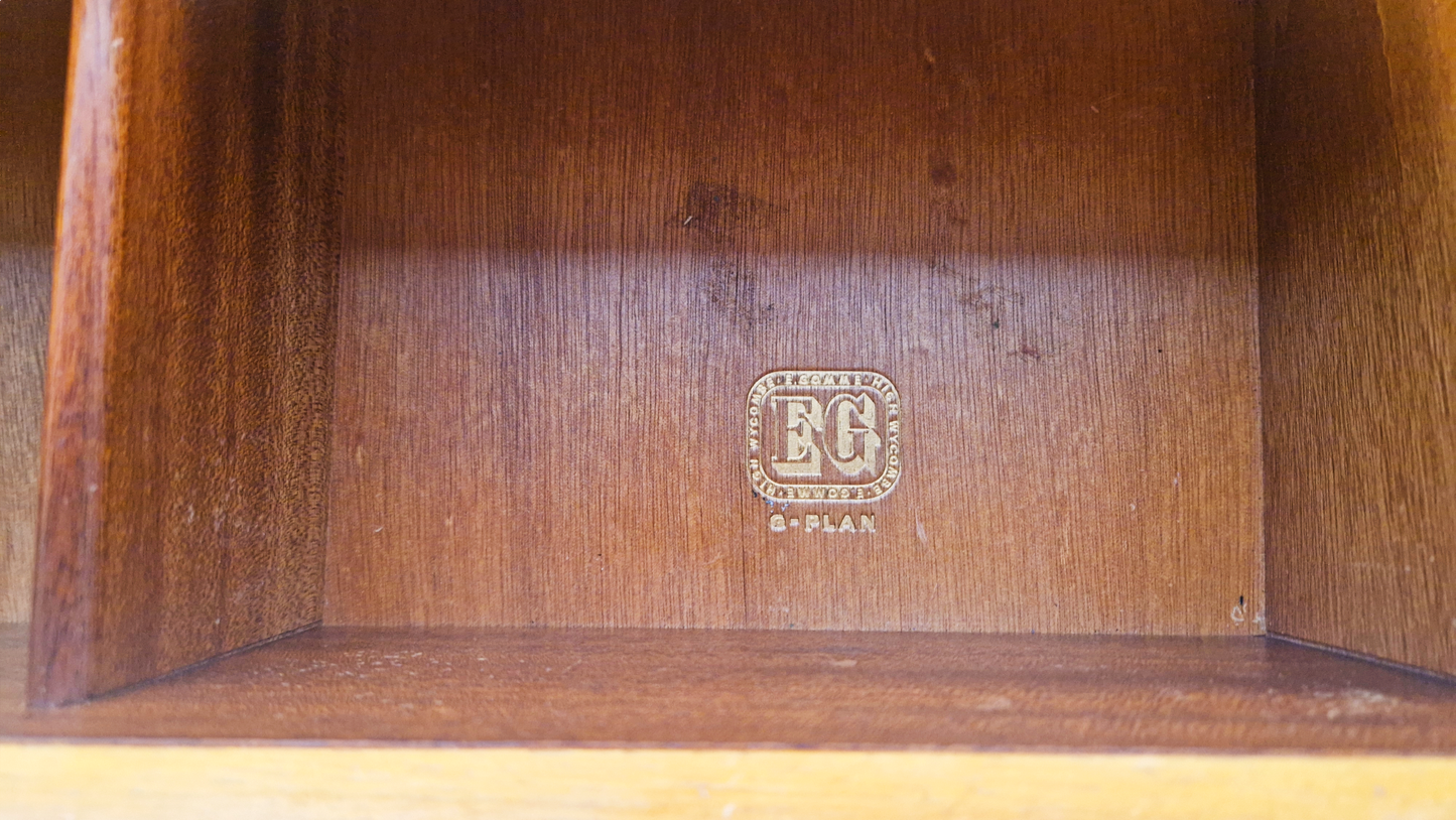 G Plan Egomme Gold Label Vintage 1950s Mid Century Tallboy Chest of Drawers