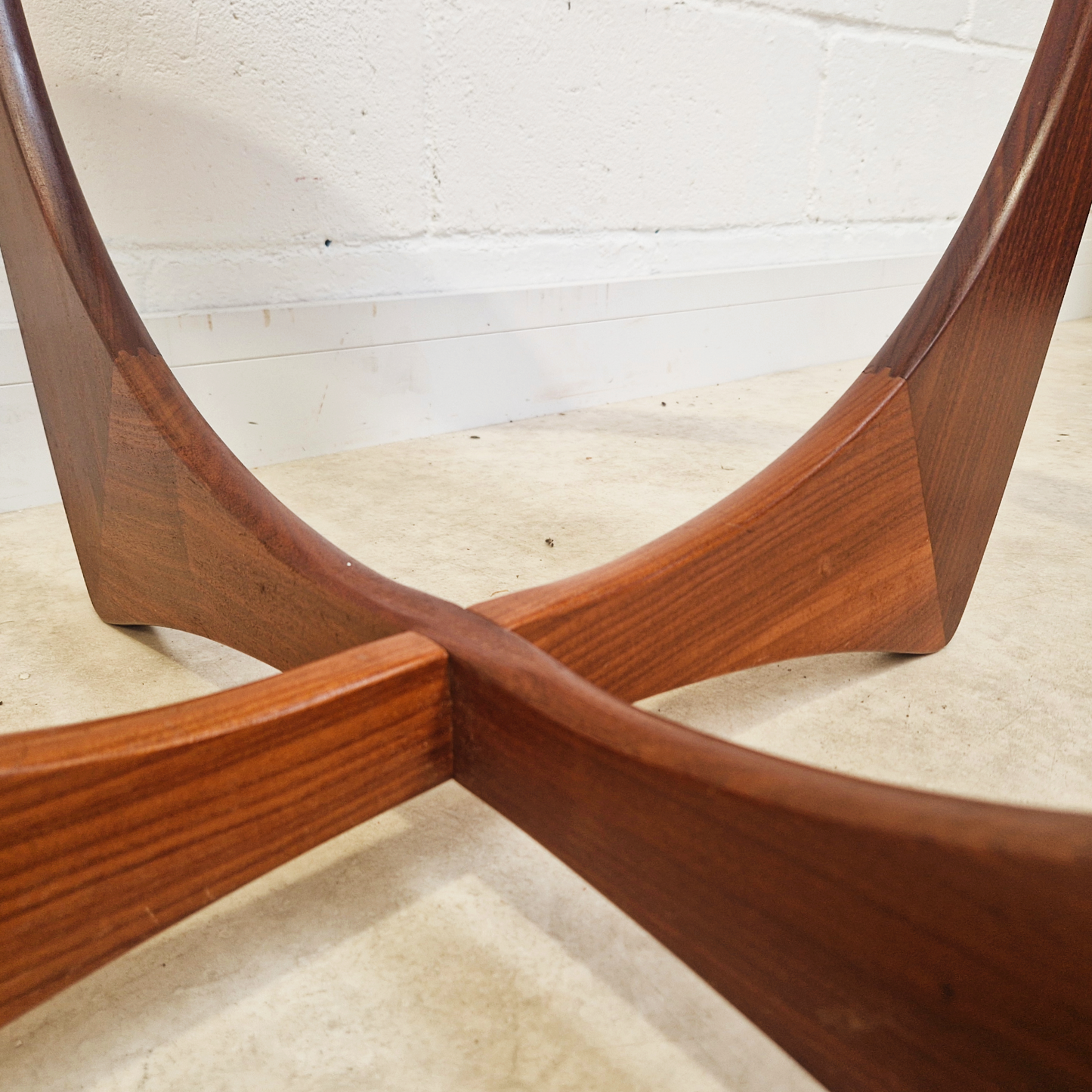 V.B Wilkins For G Plan Astro Vintage Mid Century Solid Teak & Glazed Glass Round Coffee Table