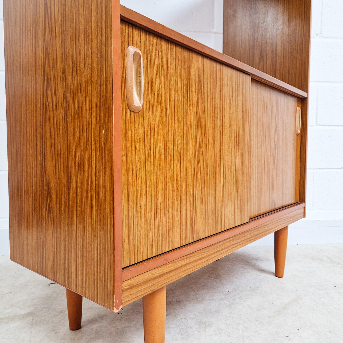 Schreiber Vintage Retro Mid Century 'Small & Tall' Teak Slim Sideboard Bookcase Room Divider