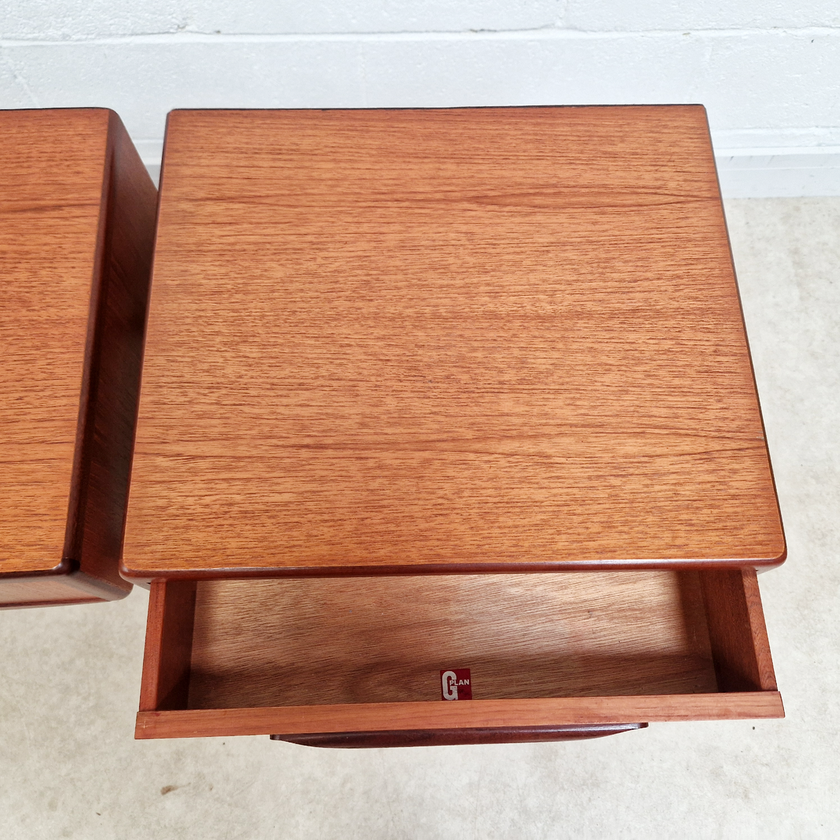 Pair V.B Wilkins For G Plan Vintage Nordic Design Mid Century Teak Bedside Cabinet Chests