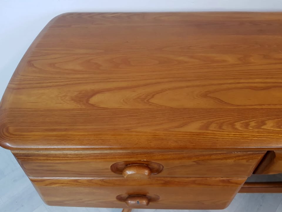 Vintage Solid Elm 1960s Mid Century Danish Design Desk Dresser Sideboard