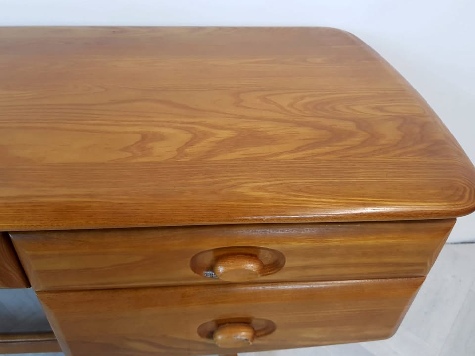 Vintage Solid Elm 1960s Mid Century Danish Design Desk Dresser Sideboard