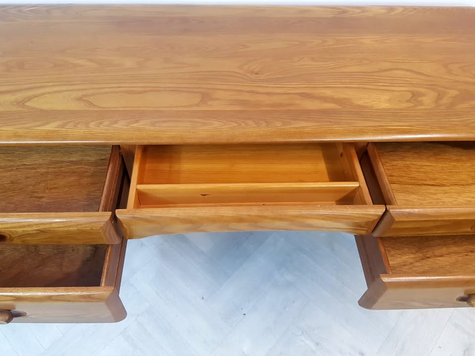 Vintage Solid Elm 1960s Mid Century Danish Design Desk Dresser Sideboard