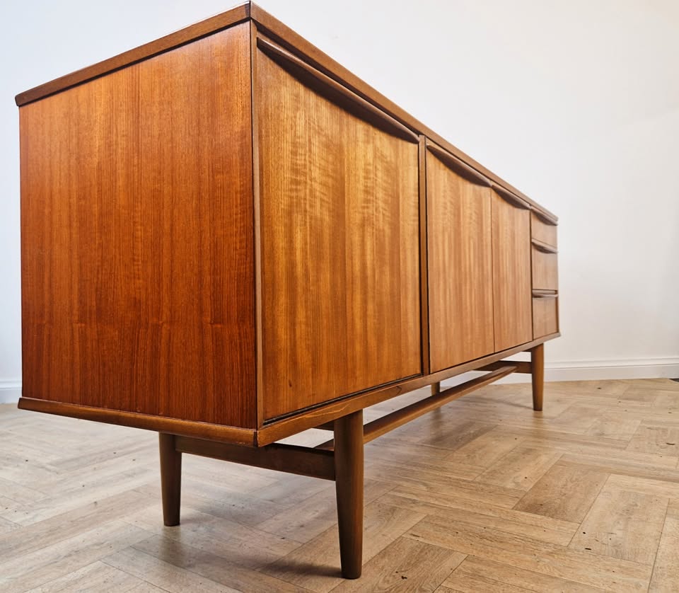 A.H. McIntosh Vintage Mid Century Danish Design Golden Teak Sideboard Buffet Credenza