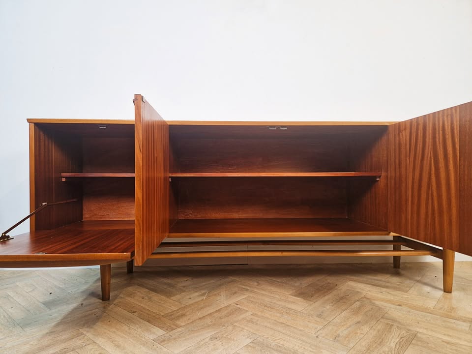 A.H. McIntosh Vintage Mid Century Danish Design Golden Teak Sideboard Buffet Credenza