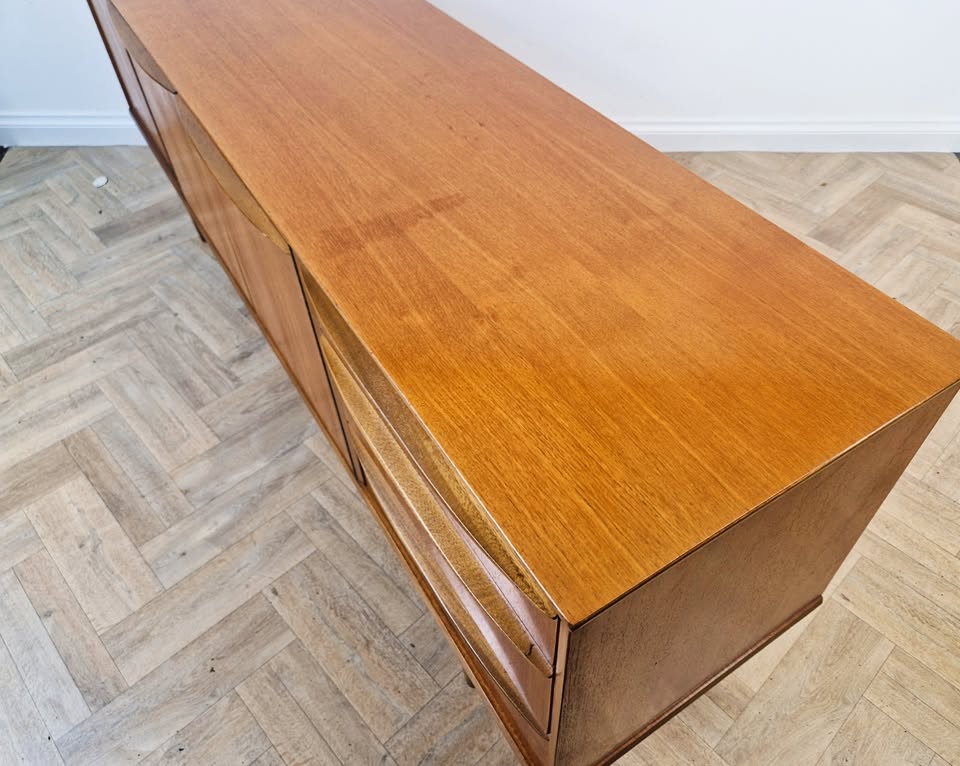A.H. McIntosh Vintage Mid Century Danish Design Golden Teak Sideboard Buffet Credenza