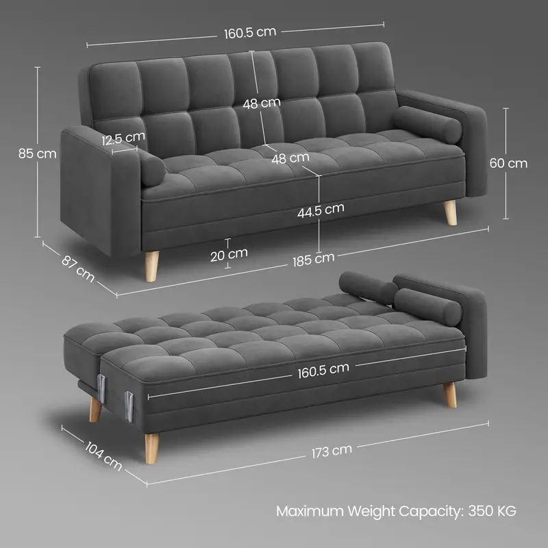 Mid Century Modern 3 Seater Danish Design Sofa Bed TE008
