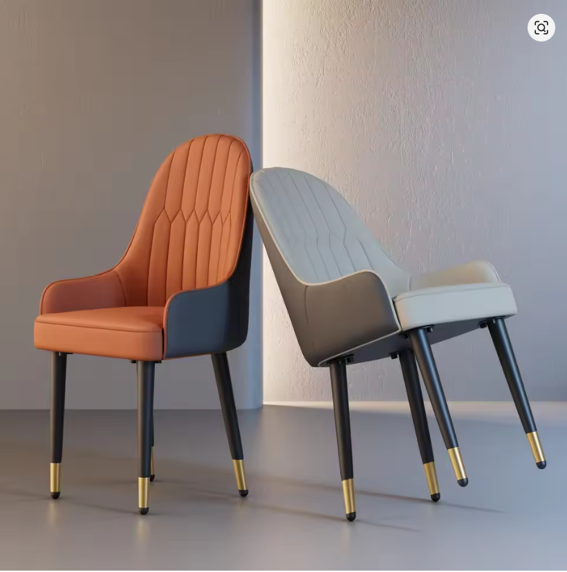 Set of 2 X Mid Century Modern Solid Wood & Leather Microfibre Dining Kitchen Bar Chairs