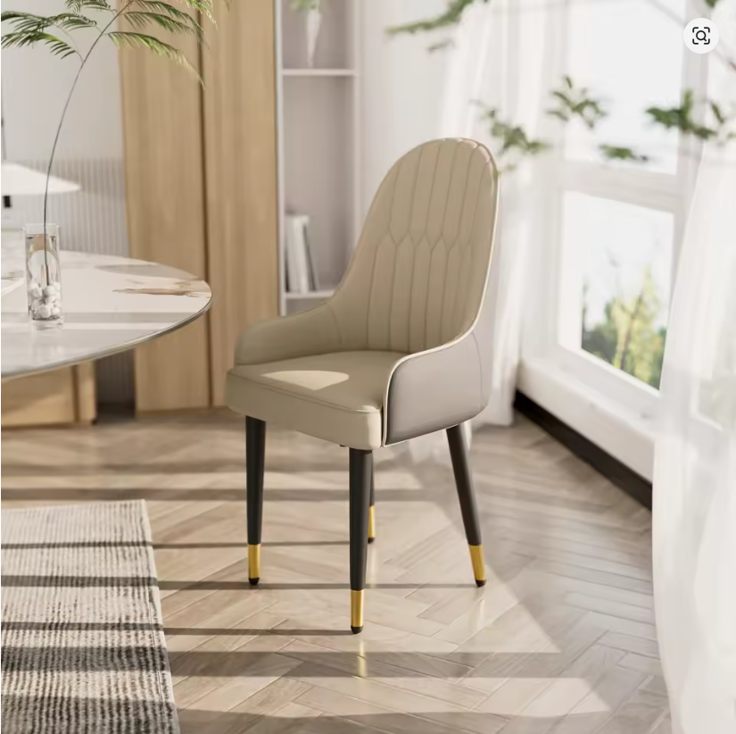 Set of 2 X Mid Century Modern Solid Wood & Leather Microfibre Dining Kitchen Bar Chairs
