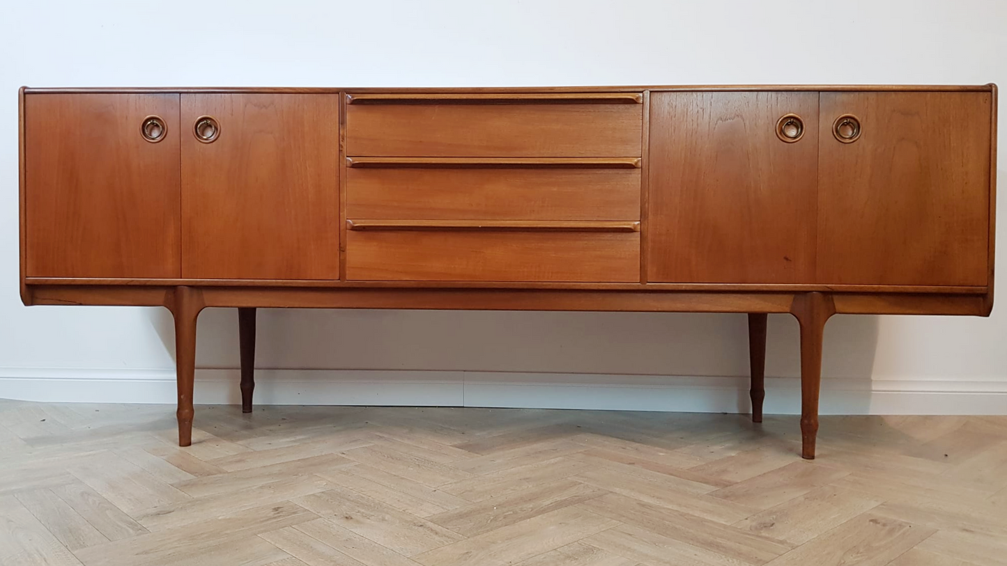 A.H McIntosh Vintage Mid Century Medium Teak Danish Design Long Sideboard Buffet Credenza
