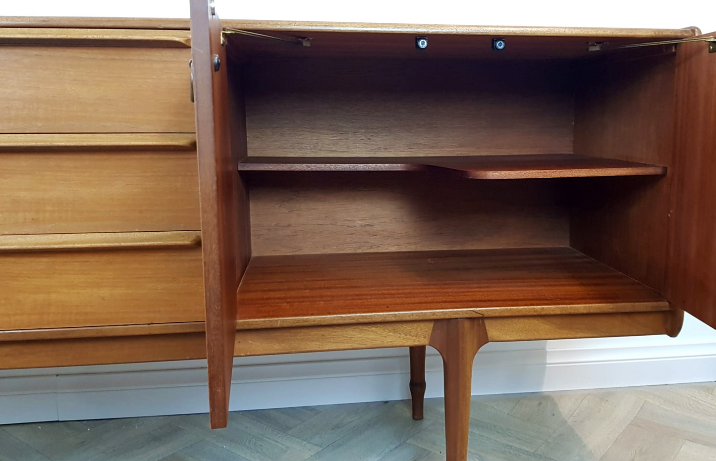 A.H McIntosh Vintage Mid Century Medium Teak Danish Design Long Sideboard Buffet Credenza