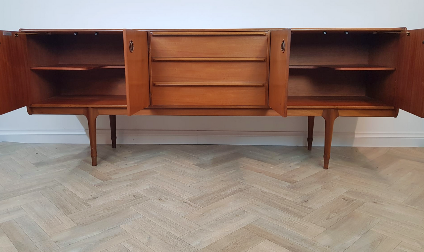 A.H McIntosh Vintage Mid Century Medium Teak Danish Design Long Sideboard Buffet Credenza
