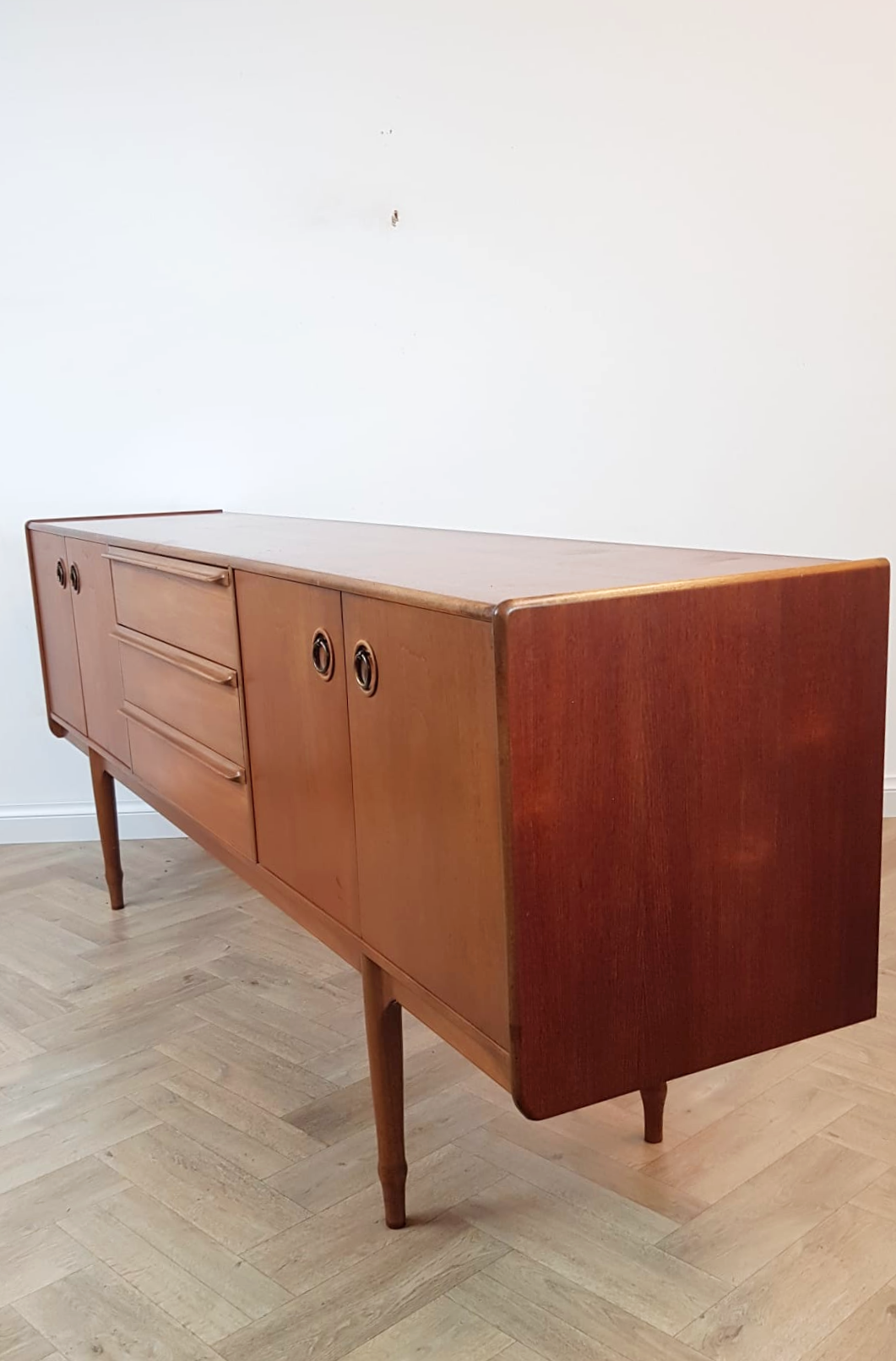 A.H McIntosh Vintage Mid Century Medium Teak Danish Design Long Sideboard Buffet Credenza