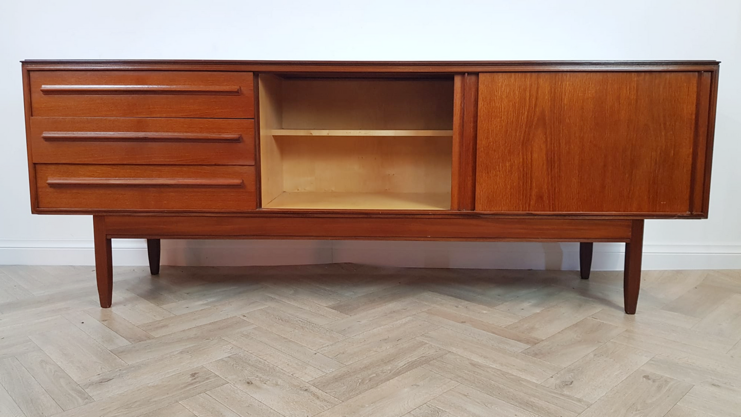 White & Newton Vintage Mid Century Teak 1960s Long Sideboard Buffet Credenza