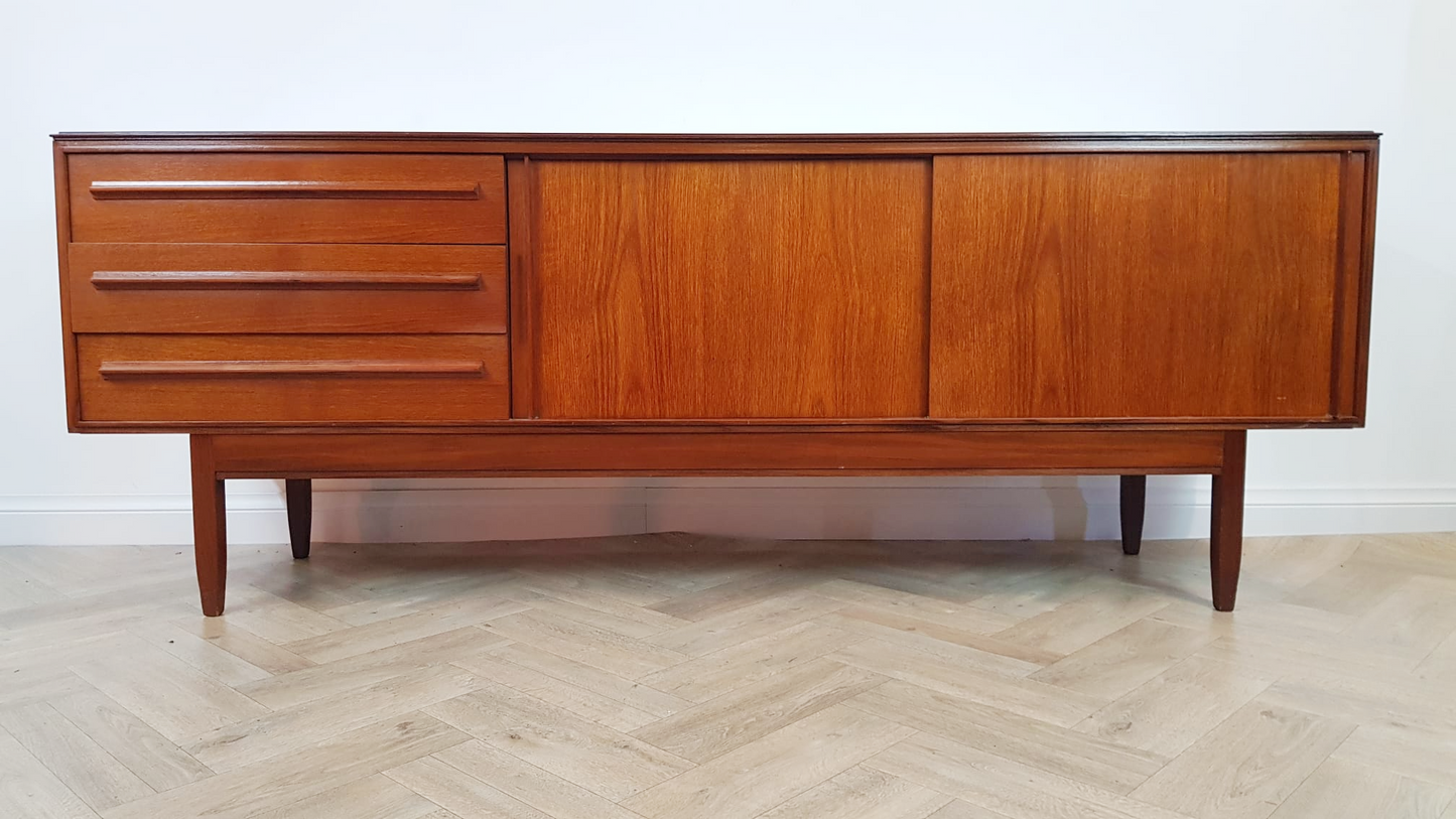 White & Newton Vintage Mid Century Teak 1960s Long Sideboard Buffet Credenza