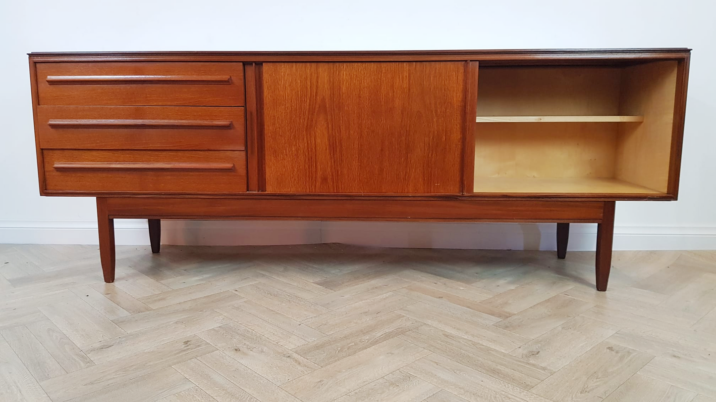 White & Newton Vintage Mid Century Teak 1960s Long Sideboard Buffet Credenza