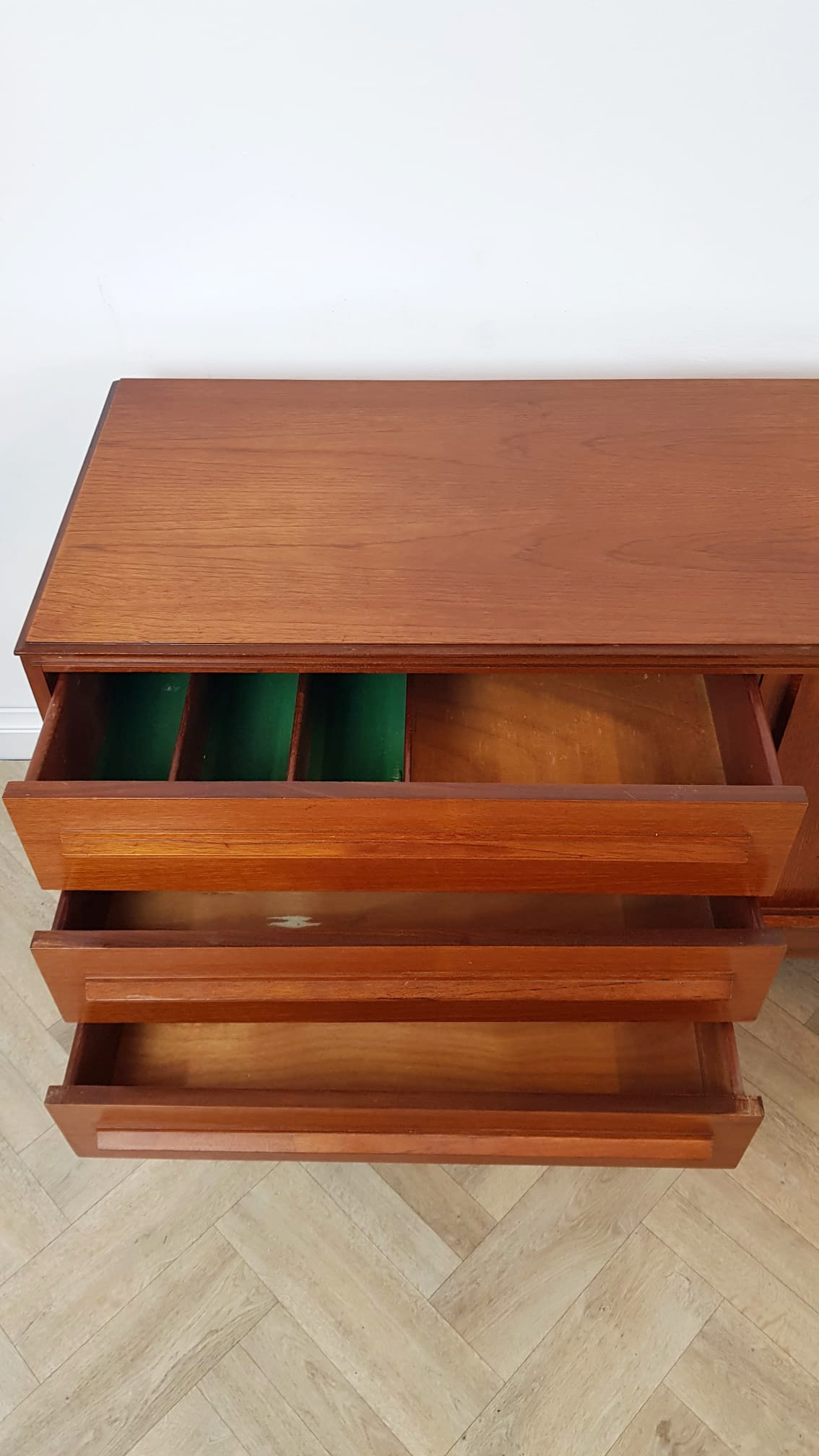 White & Newton Vintage Mid Century Teak 1960s Long Sideboard Buffet Credenza