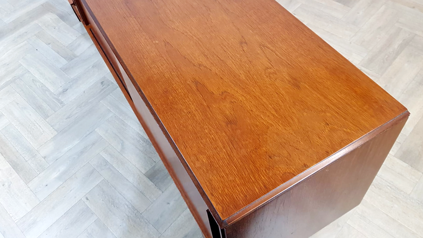 White & Newton Vintage Mid Century Teak 1960s Long Sideboard Buffet Credenza