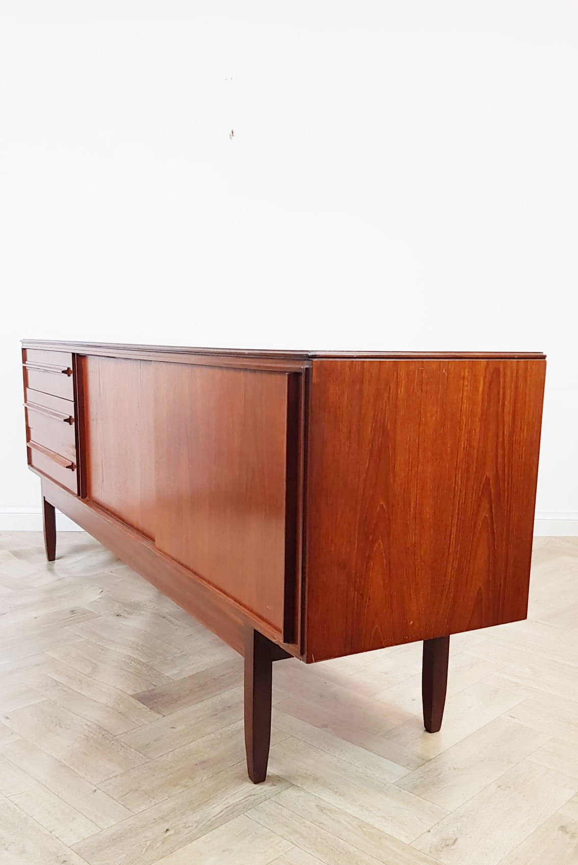 White & Newton Vintage Mid Century Teak 1960s Long Sideboard Buffet Credenza