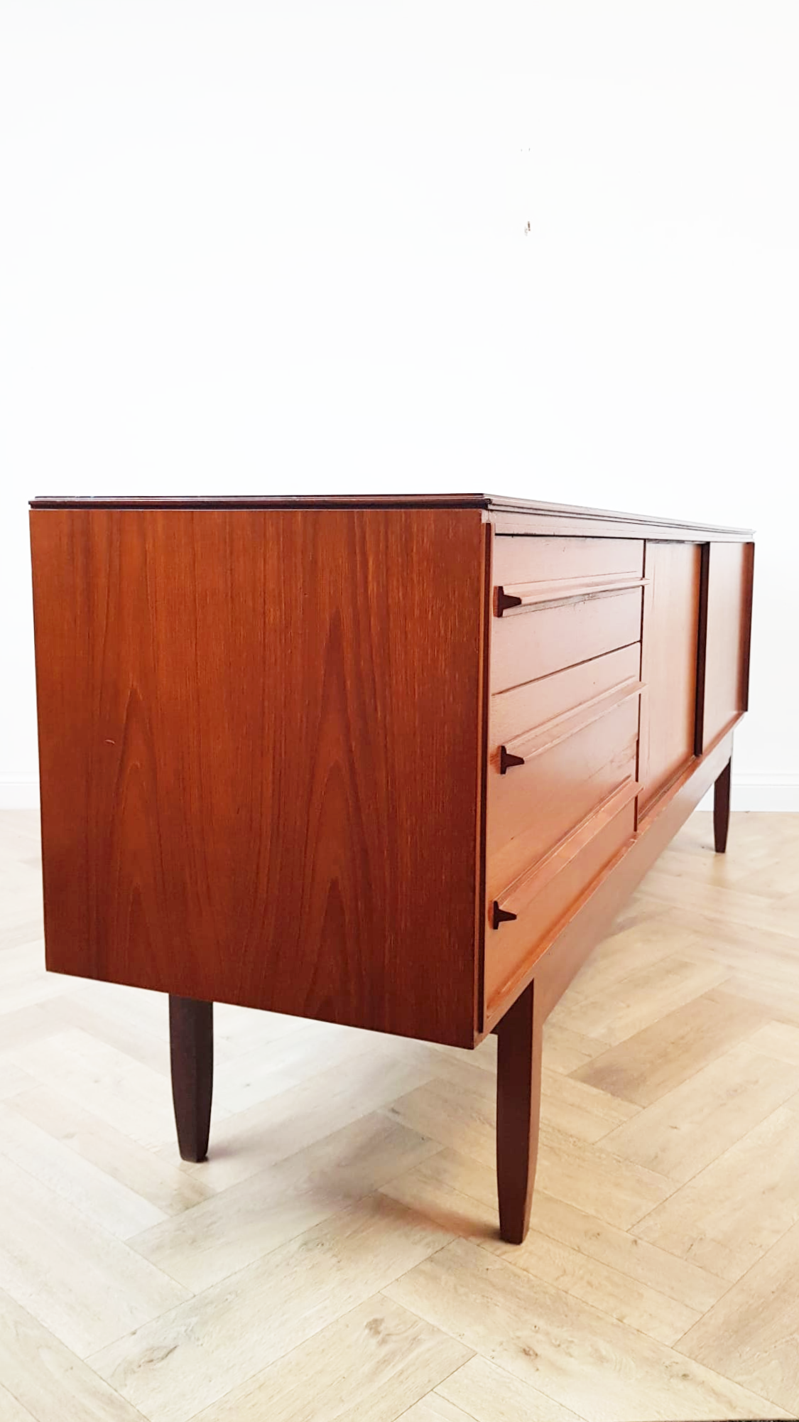 White & Newton Vintage Mid Century Teak 1960s Long Sideboard Buffet Credenza