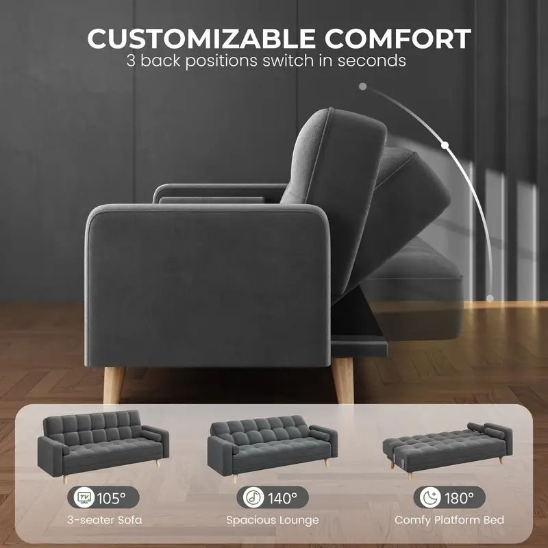 Mid Century Modern 3 Seater Danish Design Sofa Bed TE008