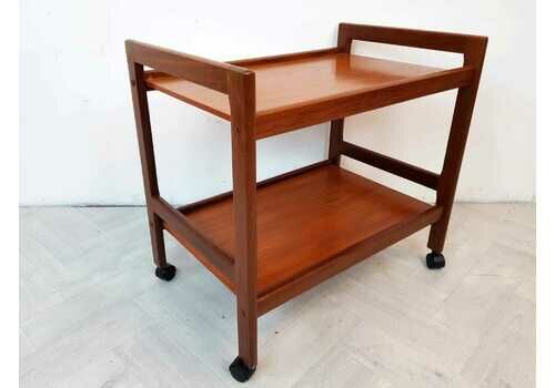 Vintage Mid Century Solid Teak Danish Design Drinks Entertainment Trolley