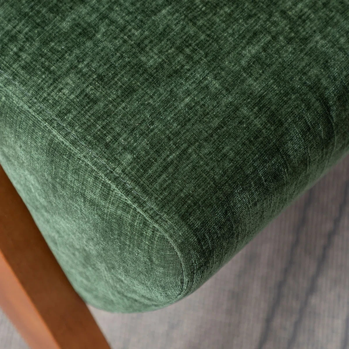 Mid Century Modern Chenille & Solid Oak Wood Nordic Design Lounge Accent Chair