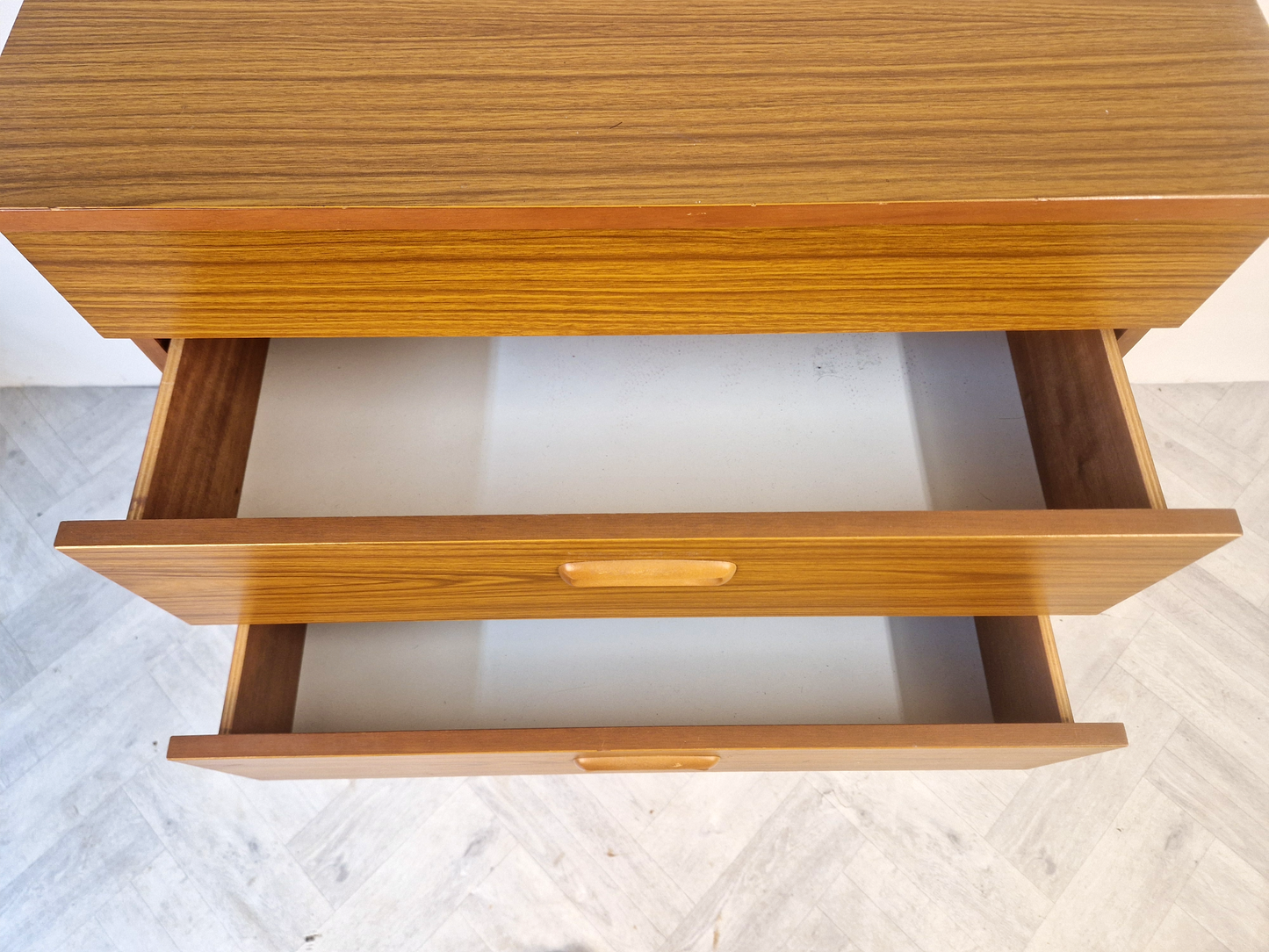 Schreiber Vintage Mid Century Medium Teak Tallboy Chest of Drawers
