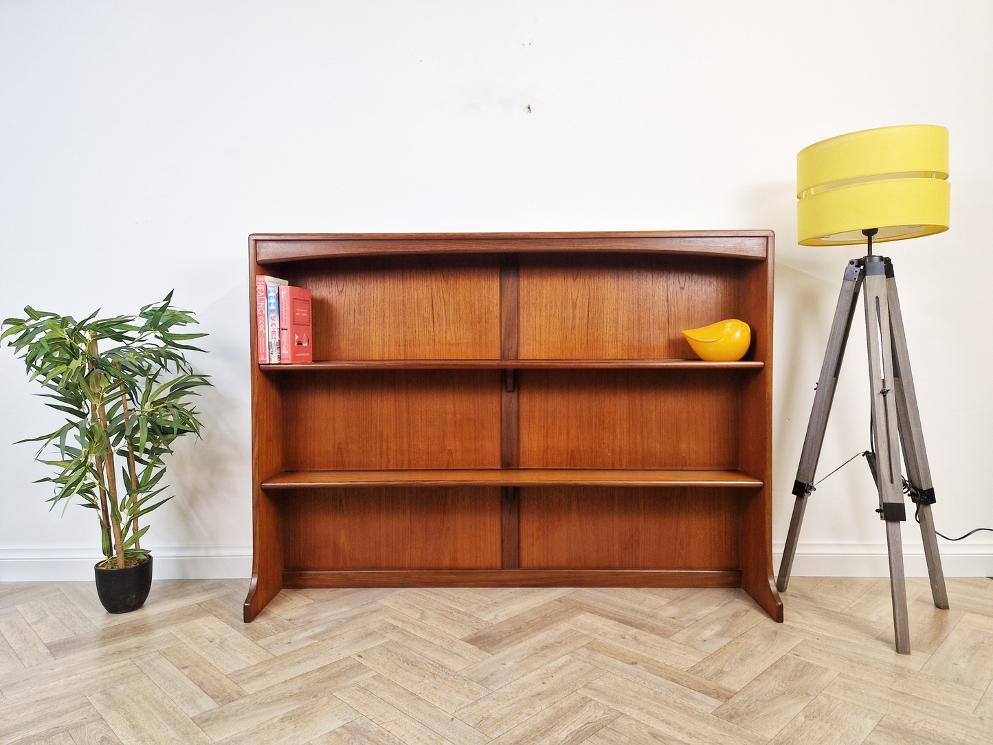 G Plan Fresco Vintage Mid Century Solid Teak Double Length Danish Design Bookcase