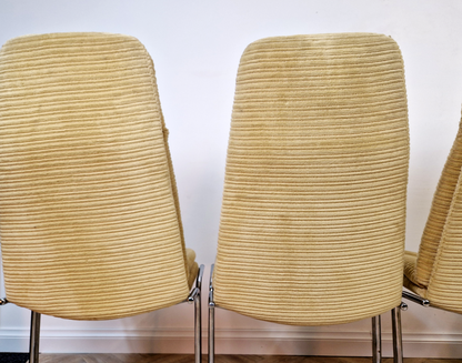 Tim Bates For Pieff Eleganza Vintage 1970s Set of 4 Chrome Cantilever Lounge Dining Chairs