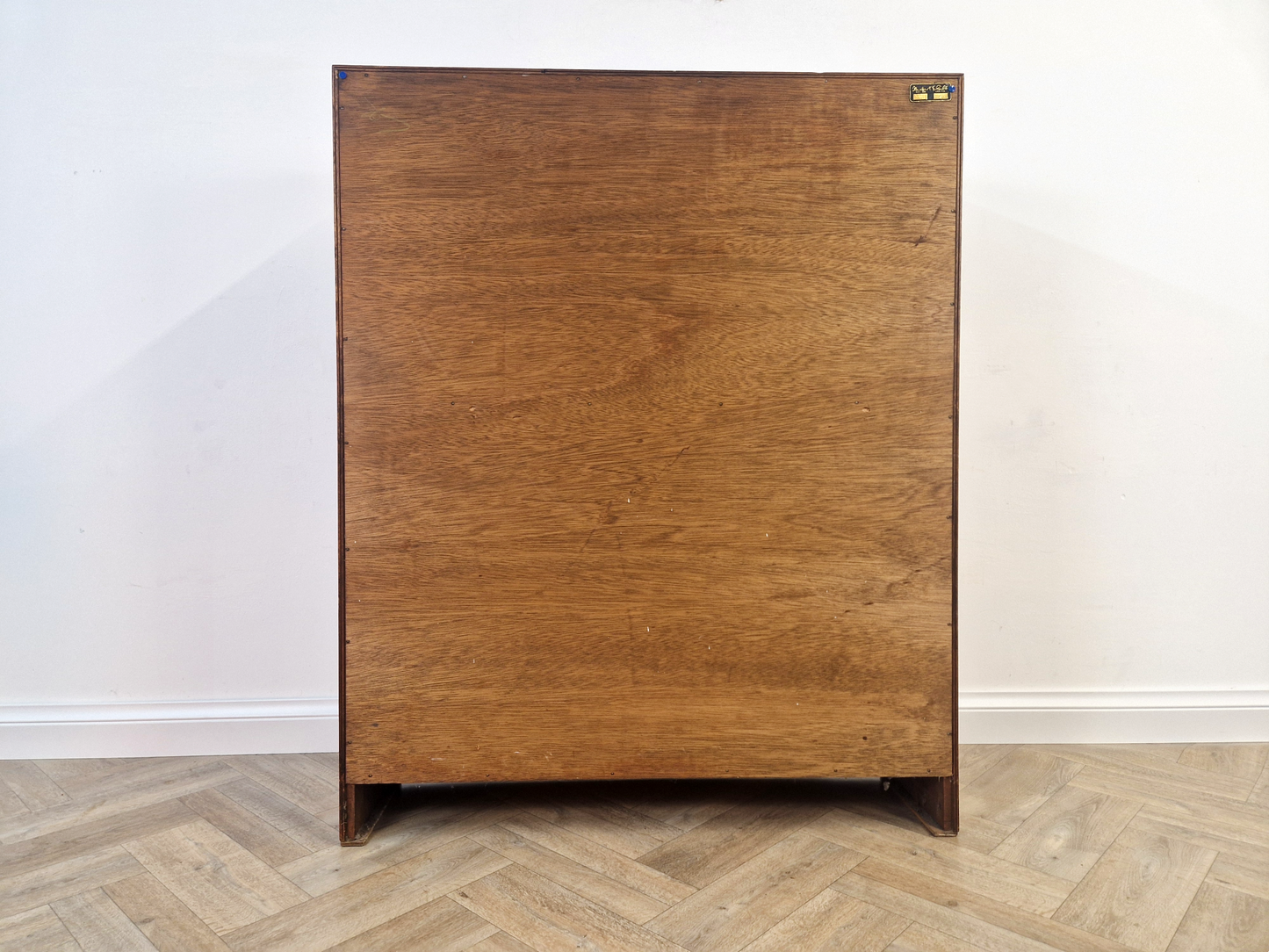 Herbert Gibbs Gold Signature Vintage Mid Century Medium Teak & Glazed Glass Bookcase