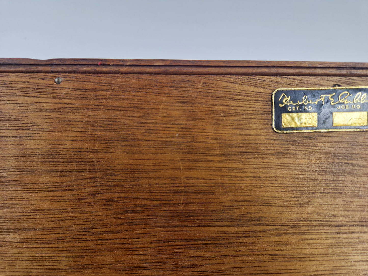 Herbert Gibbs Gold Signature Vintage Mid Century Medium Teak & Glazed Glass Bookcase