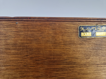 Herbert Gibbs Gold Signature Vintage Mid Century Medium Teak & Glazed Glass Bookcase