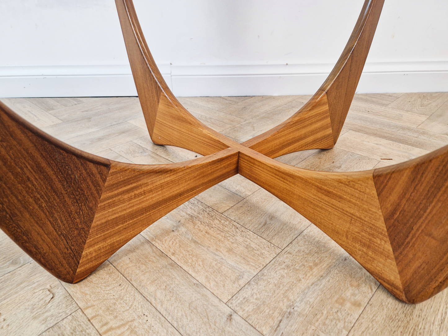 VB Wilkins For G Plan Astro Vintage Mid Century Solid Teak & Glazed Glass Round Coffee Table