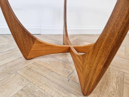 VB Wilkins For G Plan Astro Vintage Mid Century Solid Teak & Glazed Glass Round Coffee Table
