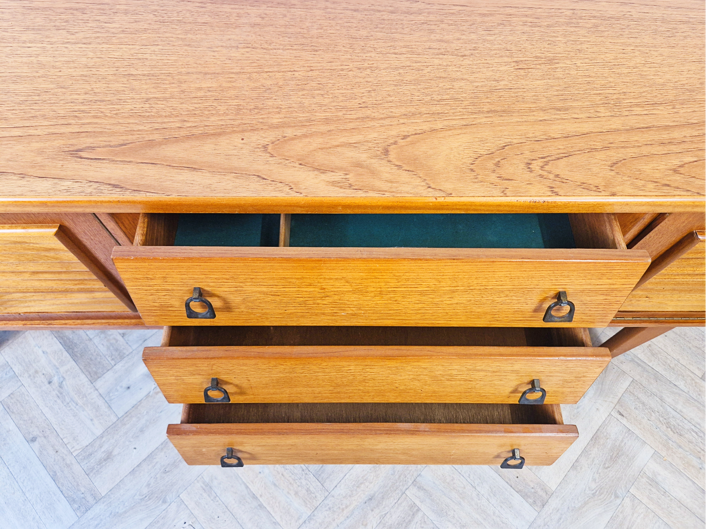 Portwood Vintage Mid Century Golden Teak 1960s Danish Design Sideboard Credenza
