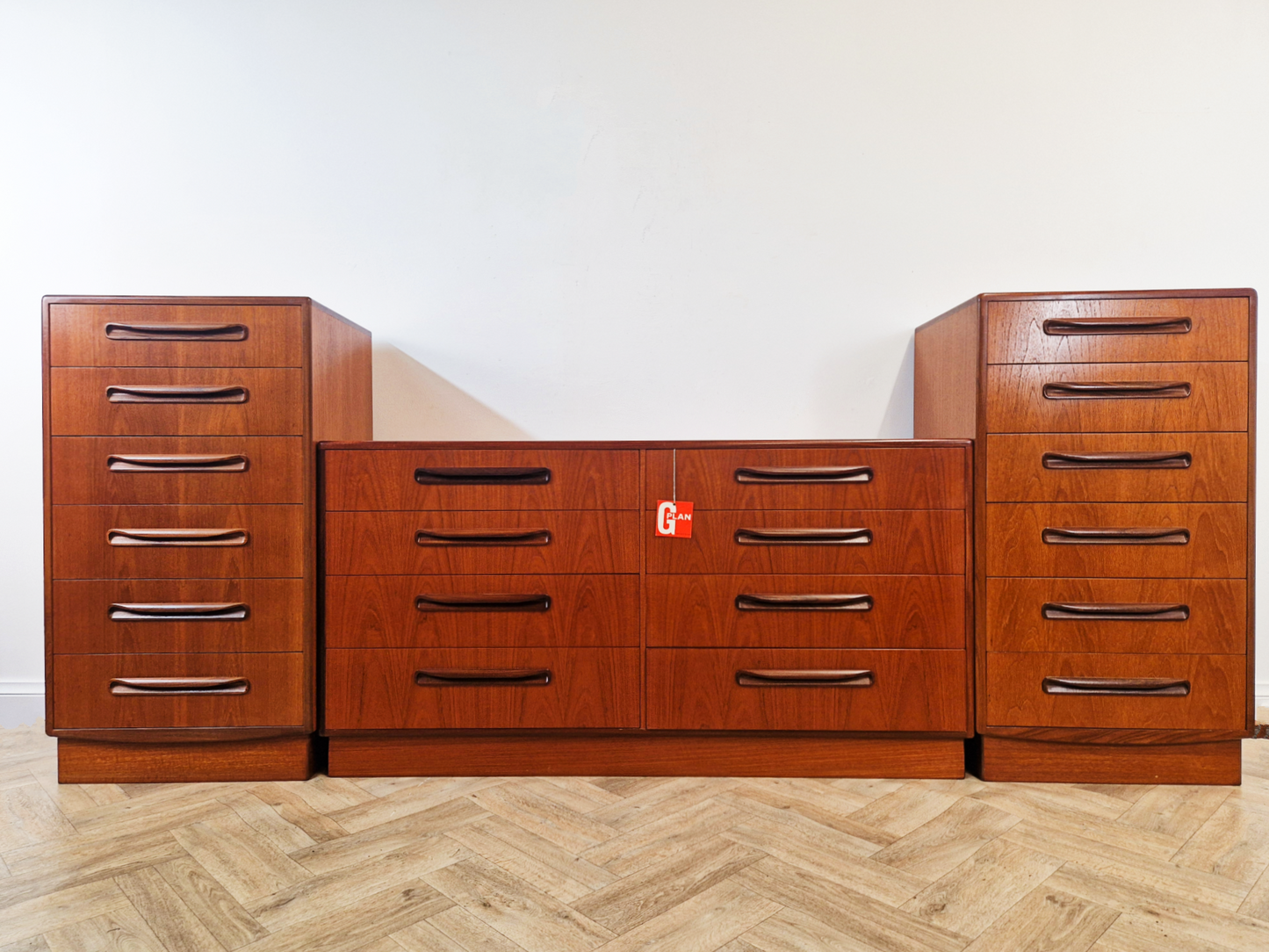 V.B Wilkins G Plan Vintage Danish Design 3 Piece Double & Tallboy Chest of Drawers Set